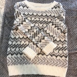 Loft grey and winter white sweater